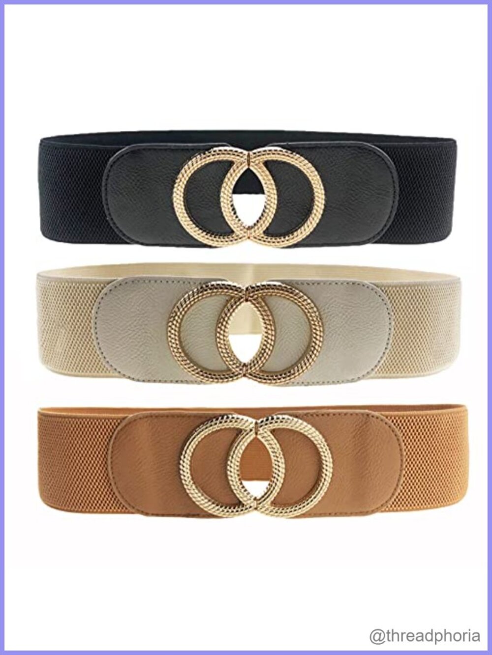 Wide Elastic Stretch Waist Belt for Dresses Polyester Spandex Metal PU Leather